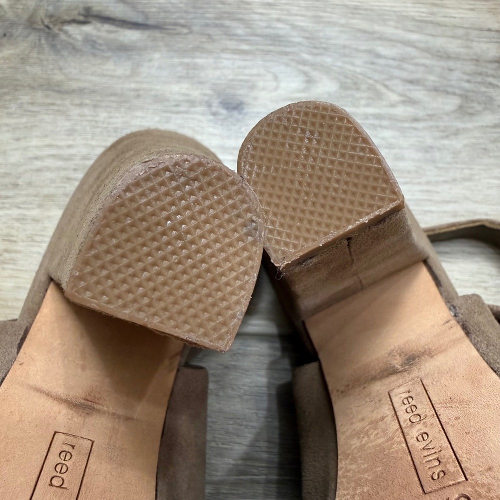 Reed Evins Suede Studded Fringe Slingback PeepToe Heels Boho Coastal Cowgirl 8.5 - Picture 11 of 11